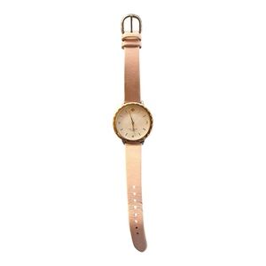 Kate Spade Light Pink Genuine Leather Scalloped Watch with Gold Details